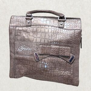 Vintage Guess Croc-Embossed Handbag, 13” x 14” x 5” – Great Condition